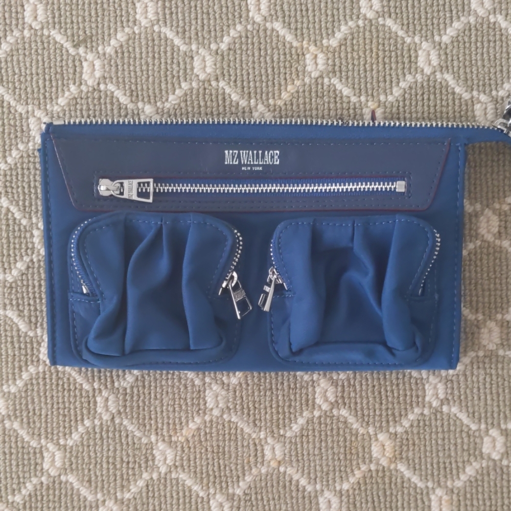 Blue nylon MZ Wallace Abbey wristlet